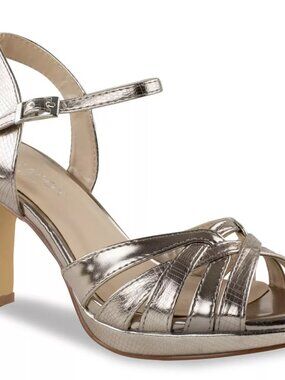 Paradox London Elanor Platform Sandal Size 7 Pewter Metallic